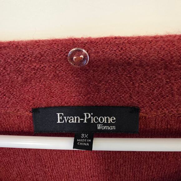 Evan-Picone Woman Boiled Wool Cardigan Sweater Plus Size 3X Rust Color - Picture 3 of 3